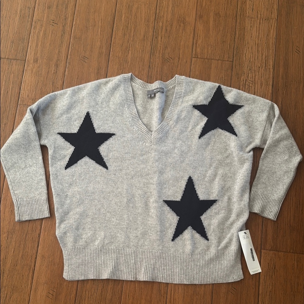 360 Sweater 100% cashmere Gray Star Patterned Women's Sweater